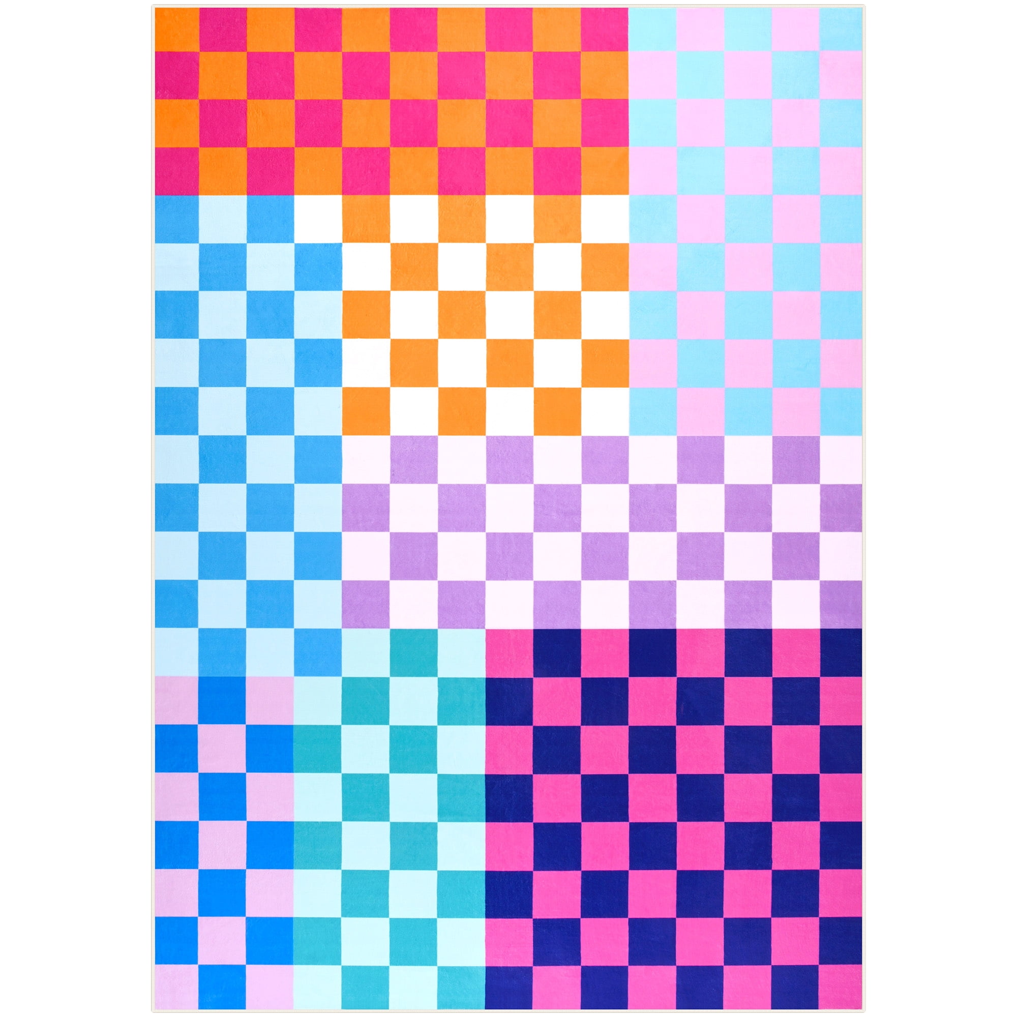 Arogan Checkered Area Rug for Living Room Bedroom Washable Rug, Multicolour,2' x 3'