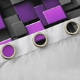 thumbnail image 4 of Manfei 3D Geometric Cubes Kitchen Curtains, Gray Purple Checkered Black Out Curtains Pack of 2 (42x63 Each), 4 of 6