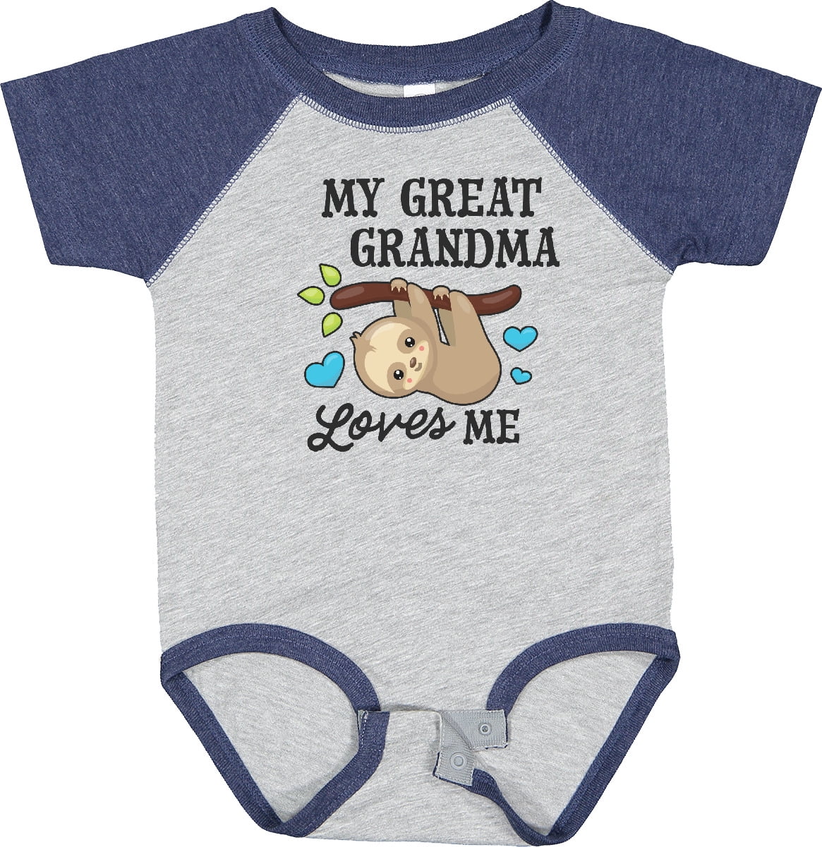 Inktastic My Great Grandma Loves Me with Sloth and Hearts Boys or Girls Baby Bodysuit