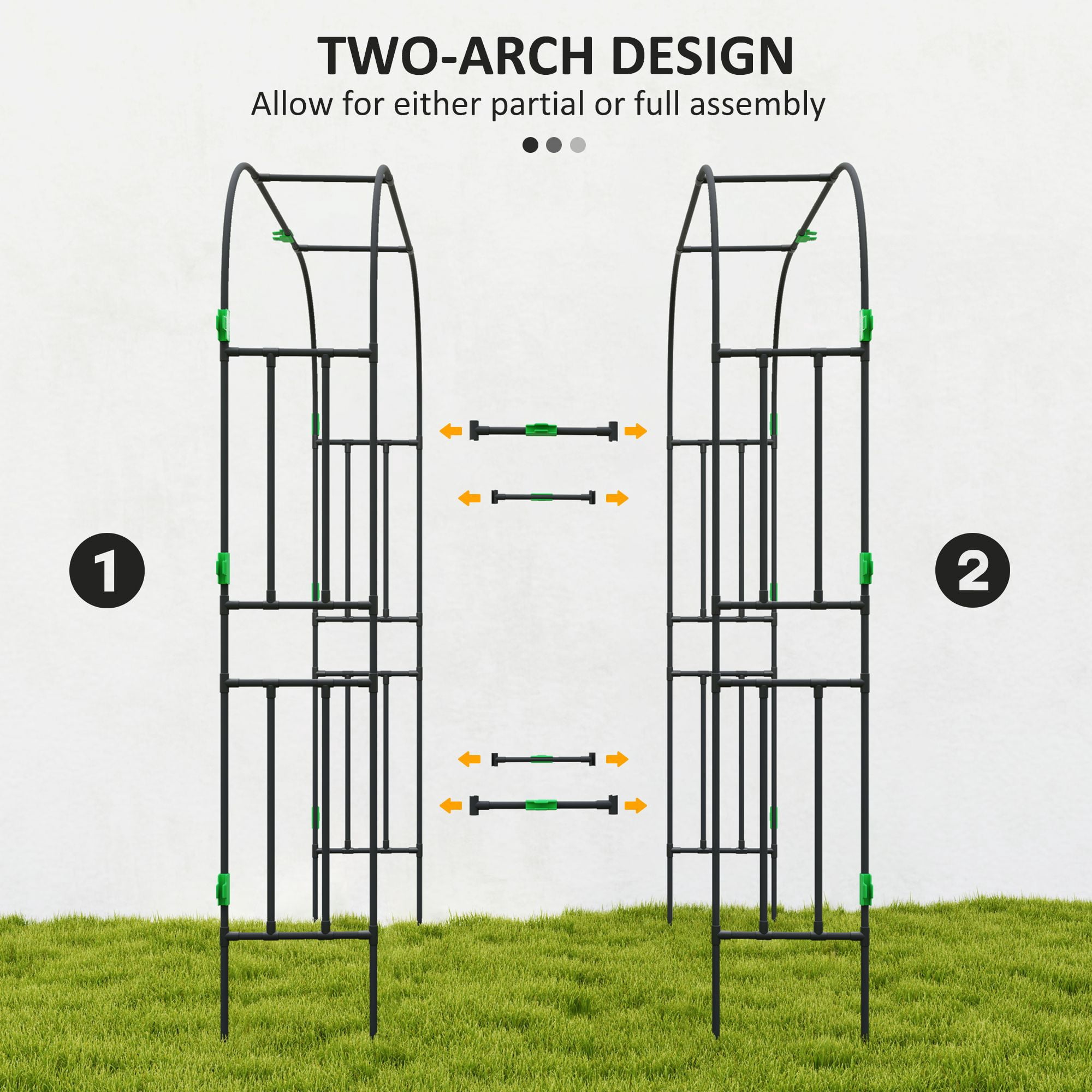 Dranite 8 FT Tall Garden Arch Trellis for Outdoor Decor,Metal Plant Support with Climbing Net