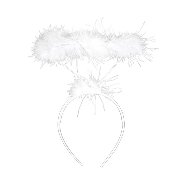 Diadema de ángel jinwen corona de halo de plumas Blanco