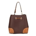 thumbnail image 3 of MKF Collection Candice Women's Color Block Bucket Bag & Wallet 2-Piece Set by Mia K. - Black/Wine, 3 of 10