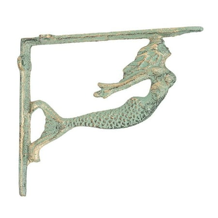 

6.5 in. Cast Iron Mermaid Bracket Statue Verdigris