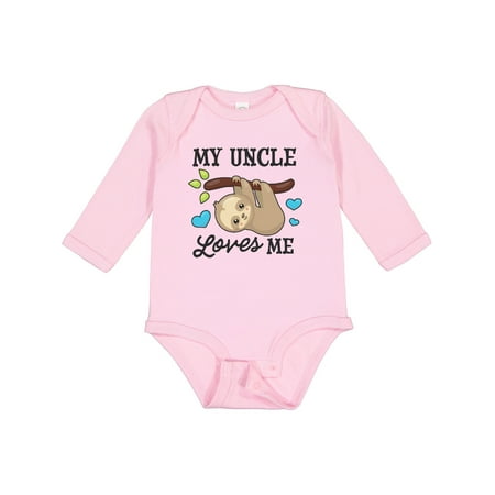 

Inktastic My Uncle Loves Me with Sloth and Hearts Boys or Girls Long Sleeve Baby Bodysuit