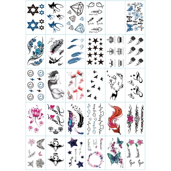 30 Pieces Coloring Skin Stickers Waterproof Long-lasting Alphabet Flowers Kids Crafting Sticker Single-use Painting DIY Body Paint Kits Type 2