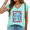 Blue, variant on Cozymy Womens Blue Minimal Sea Fish Print V Neck Short Sleeve T-Shirt S-5XL Casual Daily Wear Soft Tops