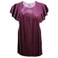 thumbnail image 1 of Plus size 8x Tall Womens Burgundy Mirror Reflection Designer Print Tunic Tops Casual Ruffled Sleeve Shirts Blouses, 1 of 1
