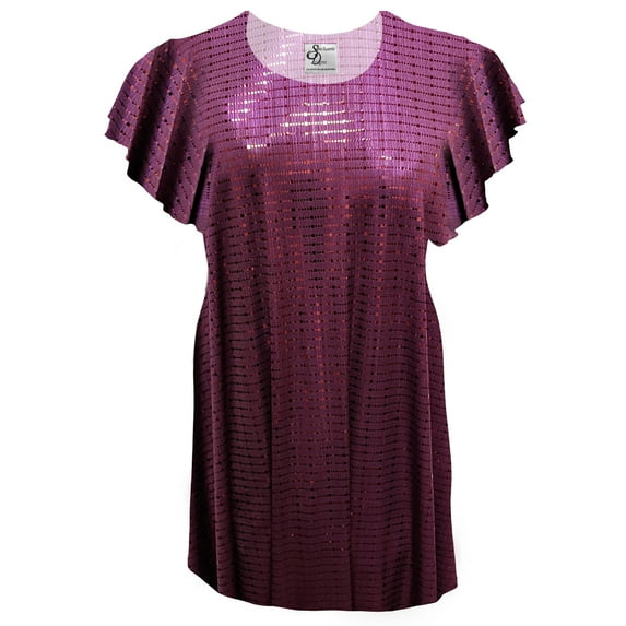 Plus size 4x Tall Womens Burgundy Mirror Reflection Designer Print Tunic Tops Casual Ruffled Sleeve Shirts Blouses