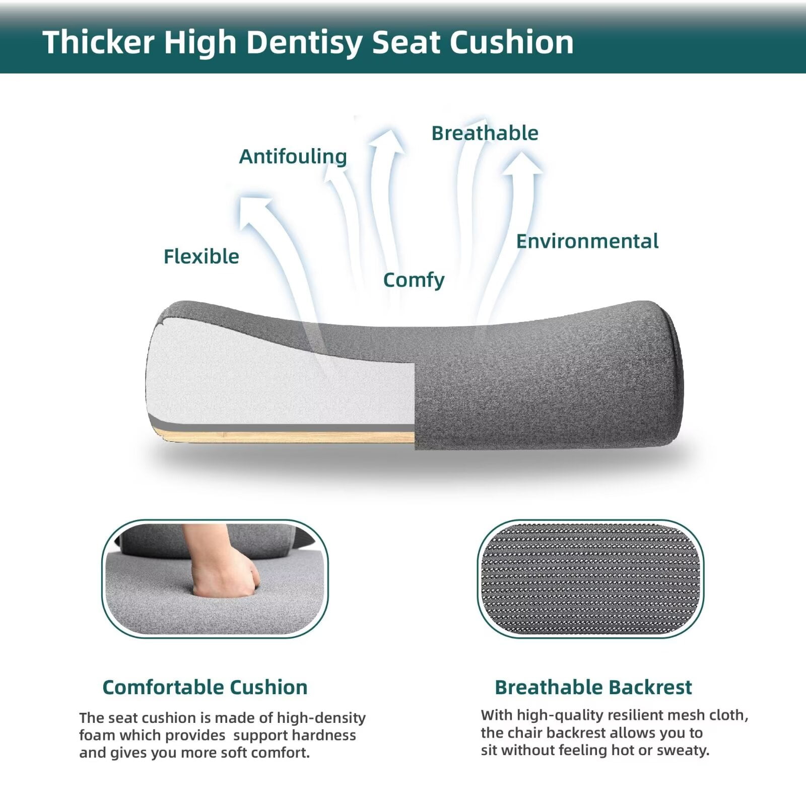 Simple Deluxe Retractable Footrest Ergonomic Swivel Office Chair with Lumbar Support Pillow and Padded Armrests, Grey