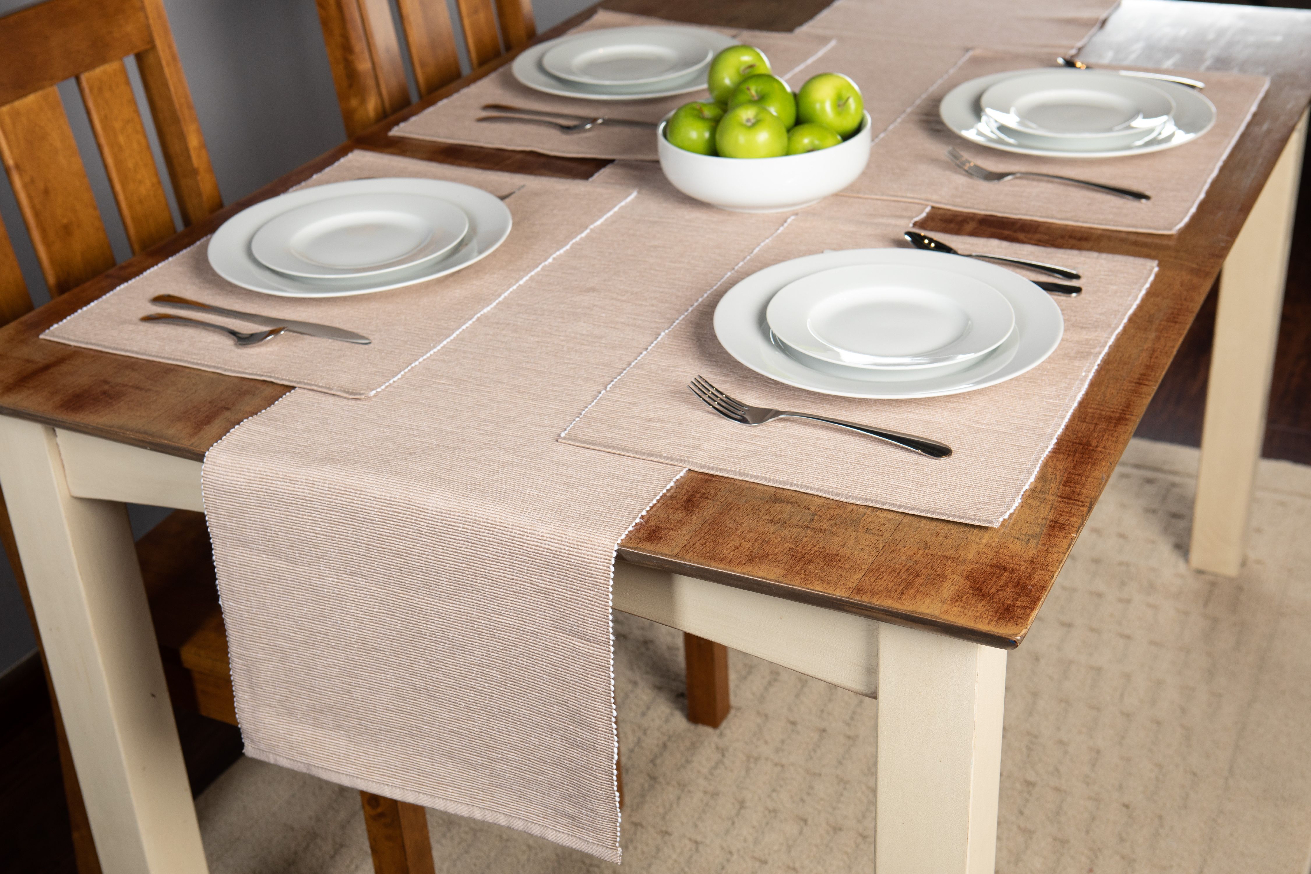 Mainstays Ribbed Chambray Table Runner, 13 in x 72 in, Cotton Polyester Blend, Tan, 1 Piece