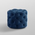 thumbnail image 4 of Inspired Home Ottoman en Velours Sablé Rond Moderne Contemporain 1 Pce, Marine, 4 of 7