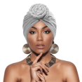 thumbnail image 2 of Headbands for Women Ripped Stretchy Turban Hijab Cap Chemo Daily Head Wrap Bandanas for Women Silver, 2 of 6