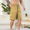 thumbnail image 5 of WAENQINLA Men's Work Shorts Elastic Waisted Drawstring Cargo Shorts Loose Fit Knee Length Hiking Shorts with Multi Pockets Yellow Shorts,Size S-2XL, 5 of 7