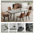 thumbnail image 3 of Modern Dining Table 7-Piece Kitchen Table Set for 6 People Rectangular Wood Dining Table with 6 Upholstered Leather Chairs, 3 of 6
