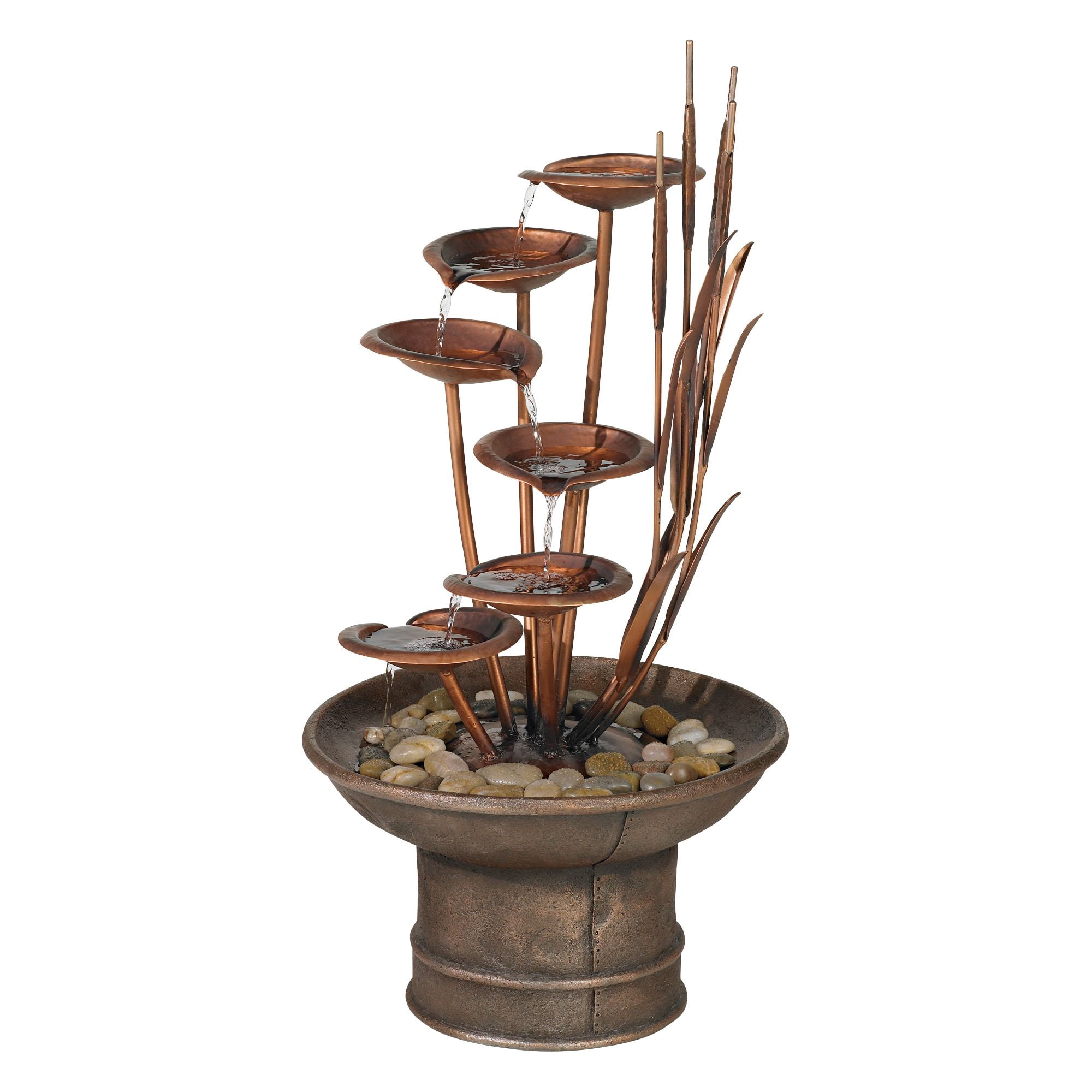 Ashton Water Lilies and Cat Tails 33" High Large Asian Indoor Outdoor Decor Resin Floor Fountain Outside