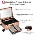 thumbnail image 4 of Byootique Rolling Makeup Case Mirror LED Lighted 20inch Adjustable Brightness Extendable Tray For Makeup Artist Travel Studio, 4 of 10
