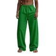 thumbnail image 3 of GrmtClth Mens Sweatpants Wide Leg Athletic Soft Fleece Elastic High Waist Loose Fit Streetwear Lounge Pants with Storage Pockets Green S, 3 of 5