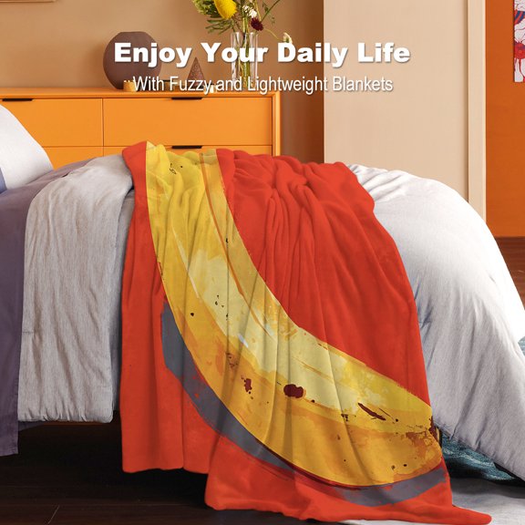 1pc Cozy Contemporary Style Banana Print Flannel Throw Blanket - Soft, Lightweight, All-Season Knitted Polyester Blanket for Bed, Sofa, Office, Gift, Camping, Travel - Digital Print Design