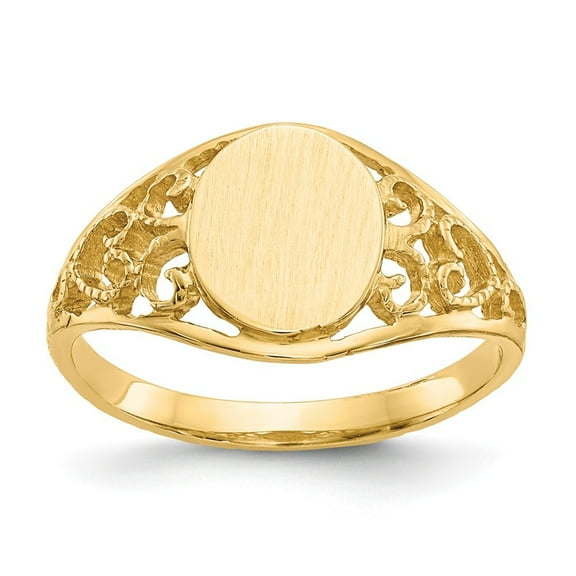 14k Yellow Gold Filigree Signet Ring - 2.0 Grams - Size 6.00