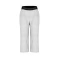 thumbnail image 5 of Cheveni Womens Capris Casual Elastic Tie Waist Loose Long Pants Solid with Pocket Capris Cargo Capris Women Female Loose Pant Casual Style-315 , White, 5 of 6