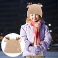 thumbnail image 4 of Gorro de punto grueso para niños Astas Gorro de lana cálido Gorro de punto para bebé (Caqui adecuado para bebés de 3 a 24 meses), 4 of 5