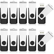 KOOTION 10pcs 32GB Flash Drive Swivel Design Fashion USB 2.0 U Stick Bulk Memory Stick 10 Pack in Black