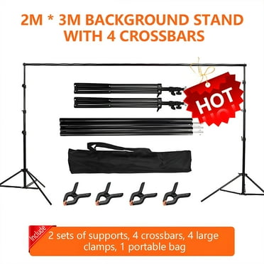 10x7ft Backdrop Photography Frame Stand Kit, Adjustable with 4 Clamps ...