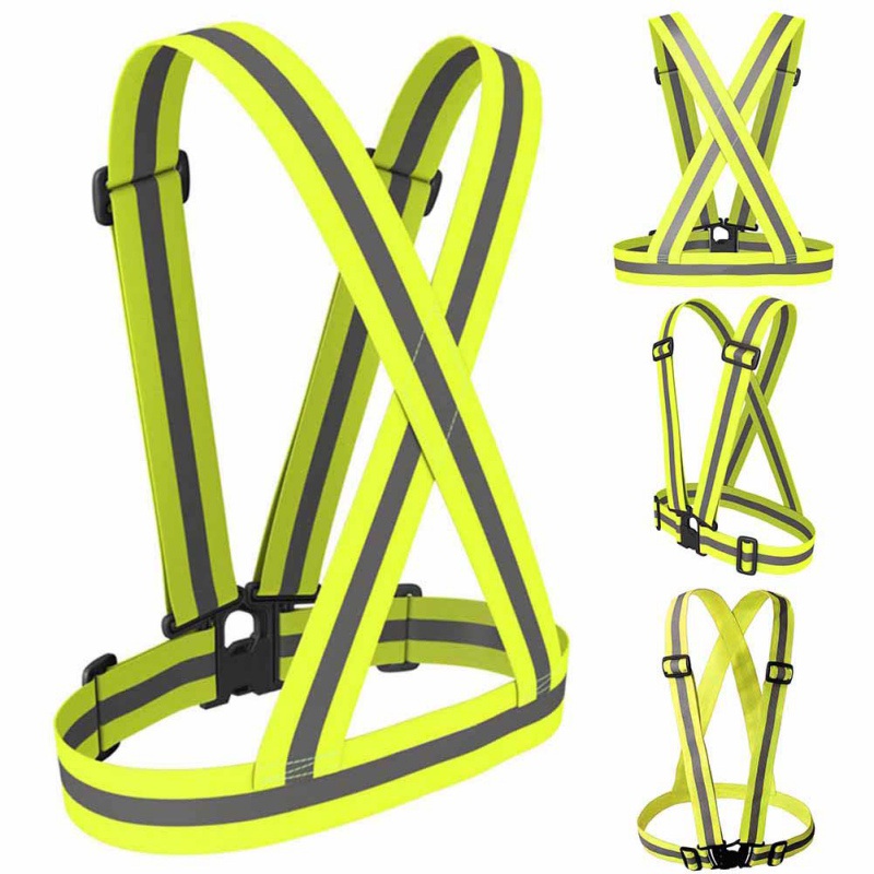 Reflective Vest Men Women 15mm Wide Elastic Strap High Visibility