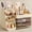 Beige, variant on HBlife Makeup Organizer with Brush Holder for Vanity, Large Plastic Bathroom Countertop Organizer Skin Care Storage, All White