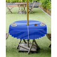 thumbnail image 4 of Outdoor Round Tablecloth with Umbrella Hole and Zipper, Blue Ombre Water Ripple Waterproof Table Cover Farmhouse Stripes Washable Patio Tablecloths for Party/Garden/Picnic, 60 inch, 4 of 6