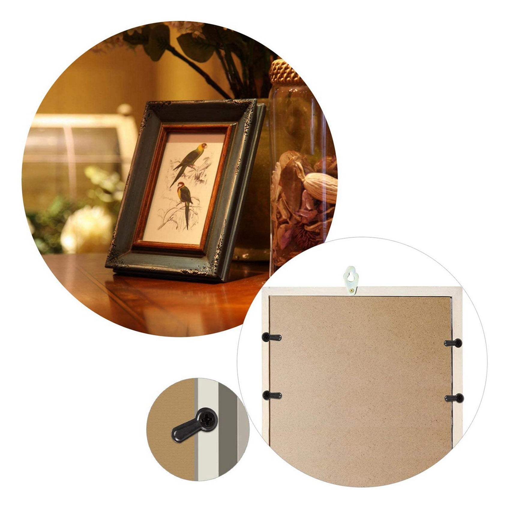 900 Picture Turn Button Fasteners Photo Frame Hardware and 900 Screws for Craft, Hanging, Drawing, Black
