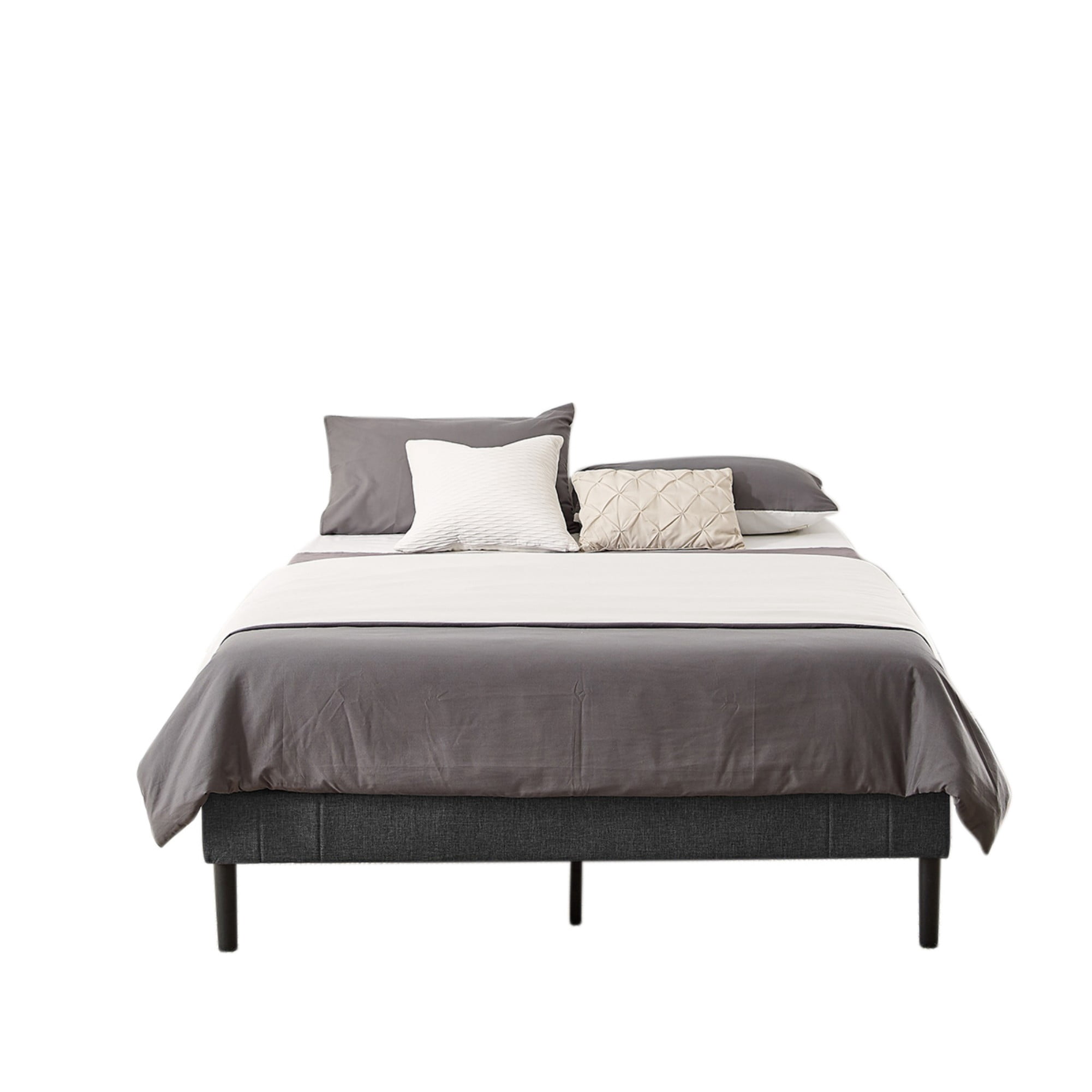 Gewnee Twin-size Thick Mattress Bed Frame, Featuring Sturdy Wooden Slat Support and a Center Leg.No Box Spring Required