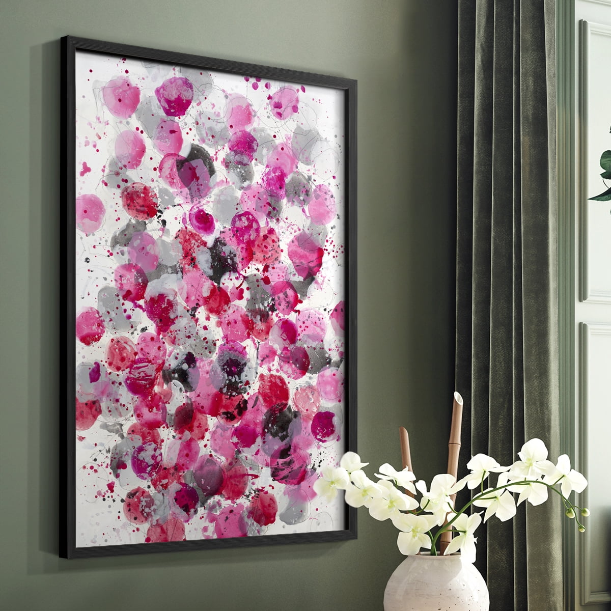 Bouquet Framed Print in Black Solid Wood Framed Print No Nail Hanging