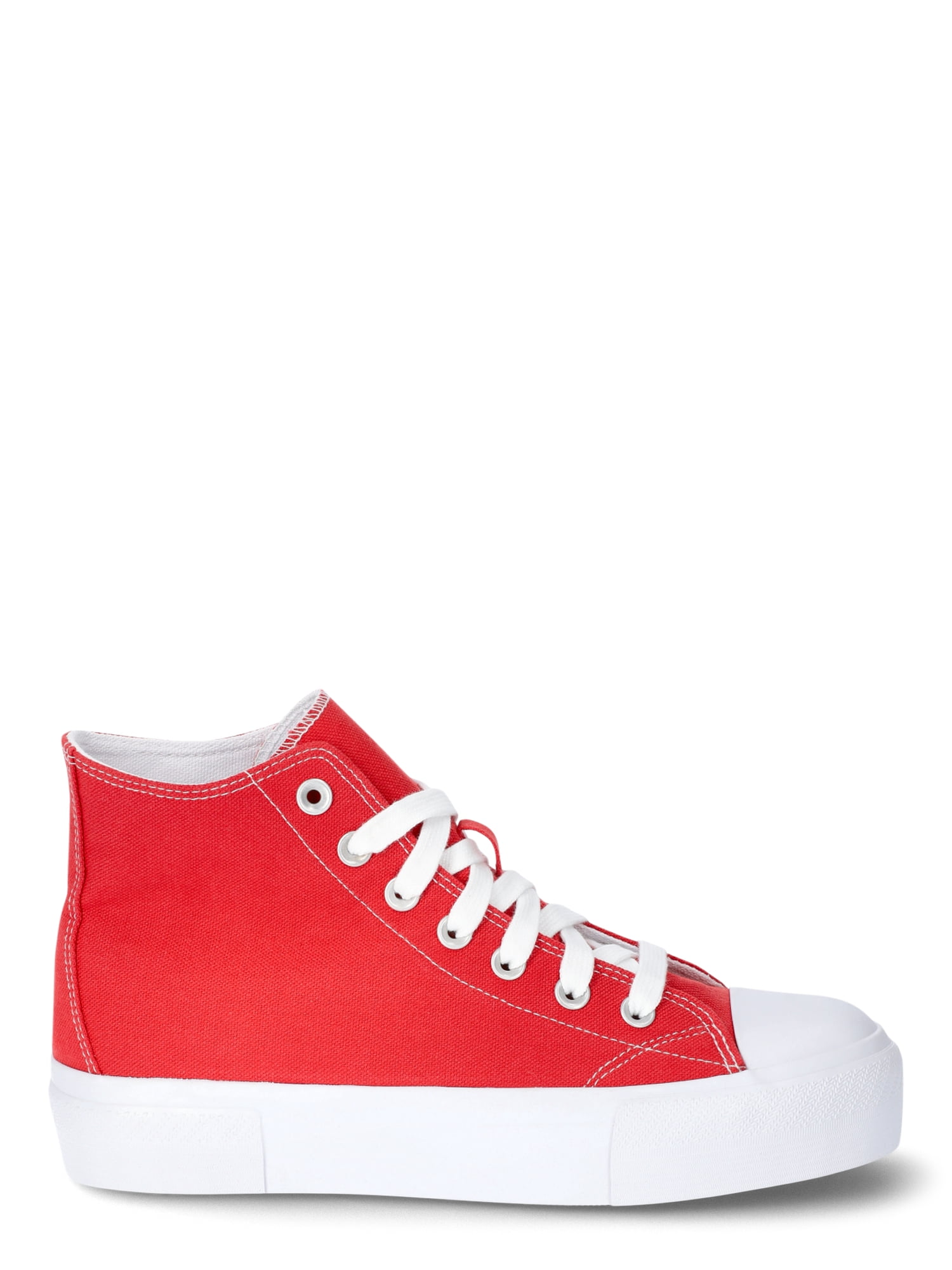 No Boundaries Women’s Lace Up High Top Sneakers, Round Toe Red, Size 8.5