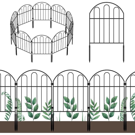 10 Pack Decorative Garden Fence, Total 10ft(L) x 22in(H) Animal Barrier Border, Rustproof Metal Wire Section Edging Fencing Panel for Outdoor Patio Yard, Arched