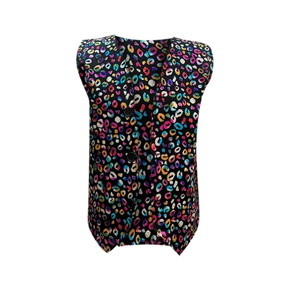 Kiijoy Girls Sequin Leopard Print Vest Kids Stylish Sleeveless Cardigan Top, Sizes 3-4