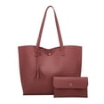 thumbnail image 4 of AUDeals Women Pebbled PU Leather Tote Bag, Solid Color Minimalist Shoulder Purse, Large Capacity Tassel Handbag for Daily Travel Commute, 4 of 7