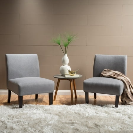 Noble House Kacey Fabric Slipper Chair, Gray