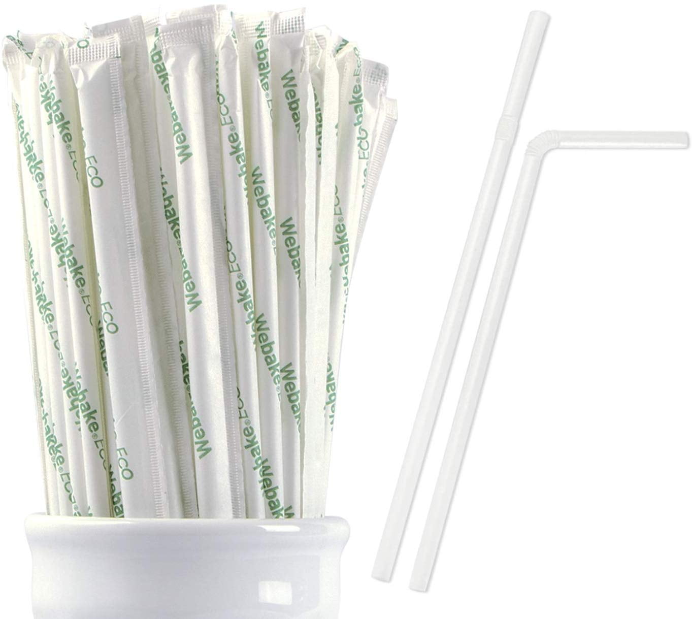200 Pack Compostable Flex Straws Eco Friendly Corn Starch Drinking