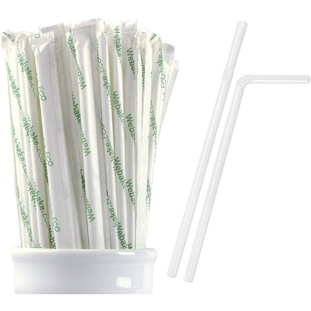 200 Pack Compostable Flex Straws Eco Friendly Corn Starch Drinking