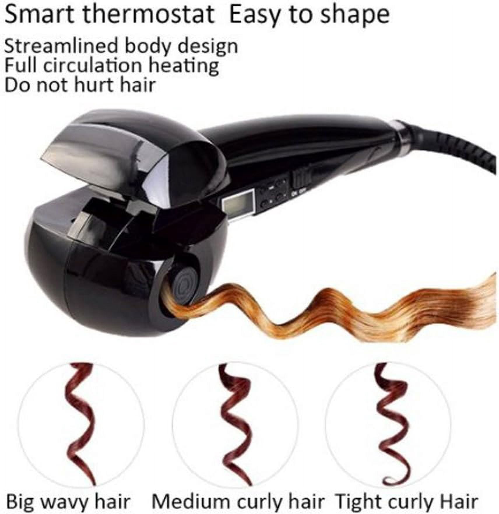 Professional Automatic Hair Curler, Salon-Grade Auto-Rotating Curling Iron with Ceramic Roller, LCD Display, and Adjustable Temperature & Timer Settings for All Hair Types, Black