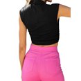thumbnail image 3 of xiaxaixu Women's Mock Neck Tank Tops Basic Sleeveless Solid Color Ruched Crop Tops Slim Fit Summer Shirts, 3 of 9