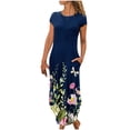 thumbnail image 2 of SMihono Robe d'Été Grande Taille pour Femmes 2023 Décontractée Ample avec Poches à Manches Courtes Imprimée à Col Rond Longueur Cheville, 2 of 6