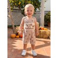 thumbnail image 3 of Thanksgiving Baby Boy Outfit Newborn Croissant Letter Sleeveless Tank Romper Plaid Smocked Jumpsuit Overalls Cute Fall Clothes, 3 of 8