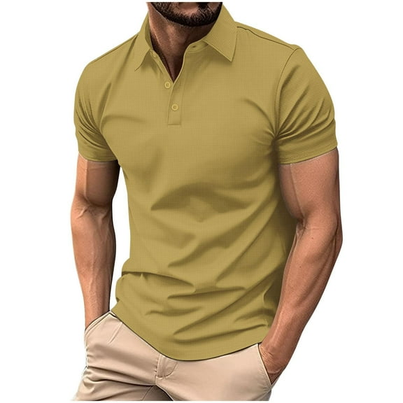 Kukoosong Men's Breathable Moisture Wicking Solid Color Short Sleeve Polo Shirt for Casual and Office Wear Men Golf T Shirt Casual Workout Tops