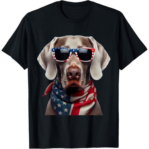 Hot Trending T-Shirt With American Weimaraner Dog 4Th Of July Incependence Day Owner T-Shirt Design Preview Only