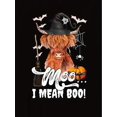 thumbnail image 2 of Women's Halloween-Themed T-Shirt with "I mean Boo" Witch Hat Cow Graphic - Casual & Sporty Round Neck Short Sleeve, Comfortable Polyester Blend Summer Top, Festive Graphic Tee|Whimsical Design|Machin, 2 of 6