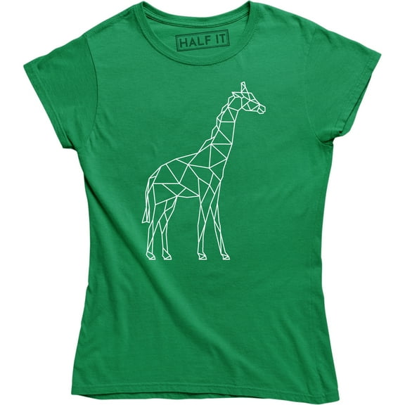 Geometric Giraffe Pocket Funny Animal Lover Vegan Wildlife Protect Womens T-Shirt