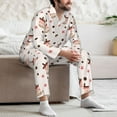 thumbnail image 7 of Fotbe Milk Tea Pattern Long Sleeve Pajama Set for Men,Sleepwear Set,2-piece Loungewear Set,Soft PJs Comfy Nightwear with Pockets-Large, 7 of 7