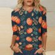 thumbnail image 1 of Fiudx Ofertas de La Semana Camiseta Holgada Estampada a La Moda para Mujer, Blusa con Mangas 3/4, Tops Informales con Cuello Redondo, 1 of 5
